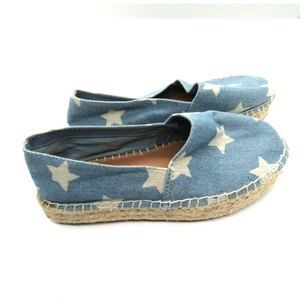 Women's Espadrilles Sz 6.5 Star Print Slip On Fabric Blue Patriotic Steve Madden